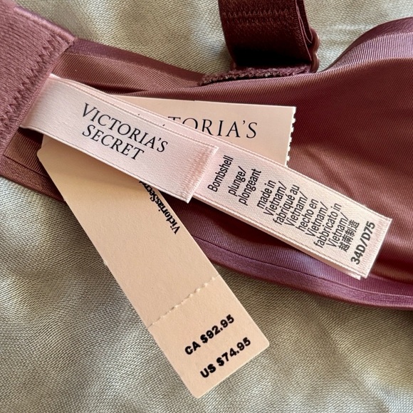 Brand New Victoria’s Secret Bombshell Plunge Push Up Bra Ombre Shine Strap - Picture 10 of 15